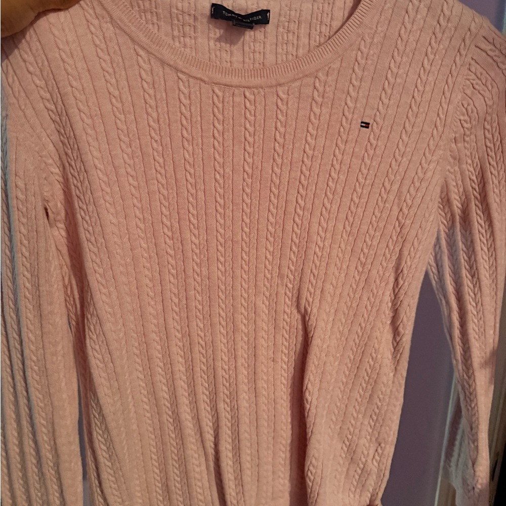 Tommy Hilfiger Light Pink Cable Knit Pullover